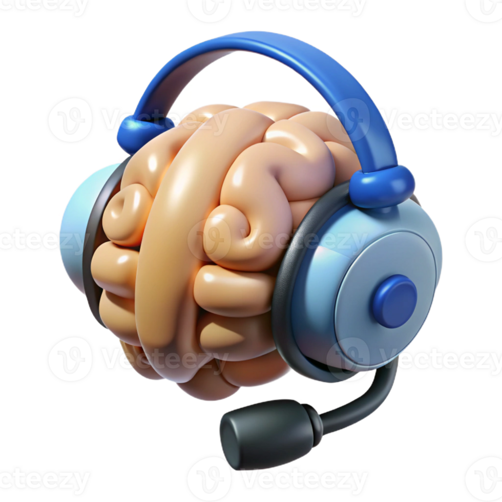 serene artistic Brain-computer interface headset detailed png