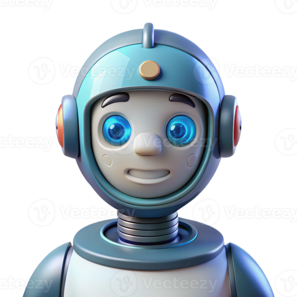 serene modern Artificial intelligence robot head detailed png