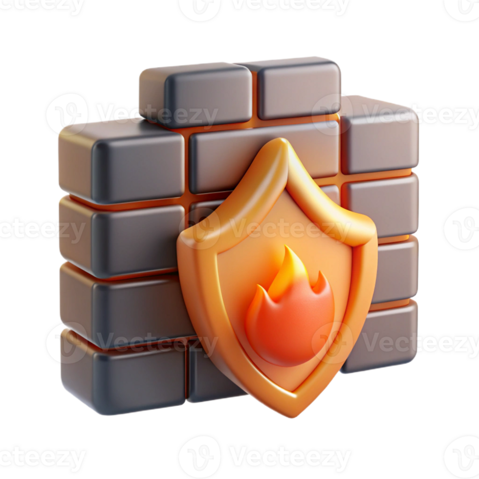 dramatic modern Cybersecurity firewall icon high quality png