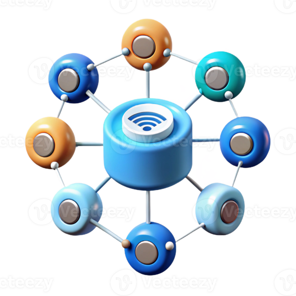 impressive artistic Internet of Things sensor network diagram 4K png
