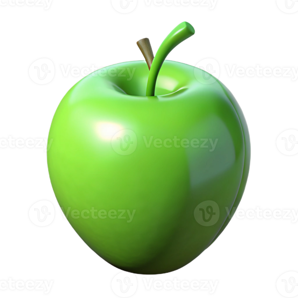 impressive contemporary Ripe green apple with stem professional png