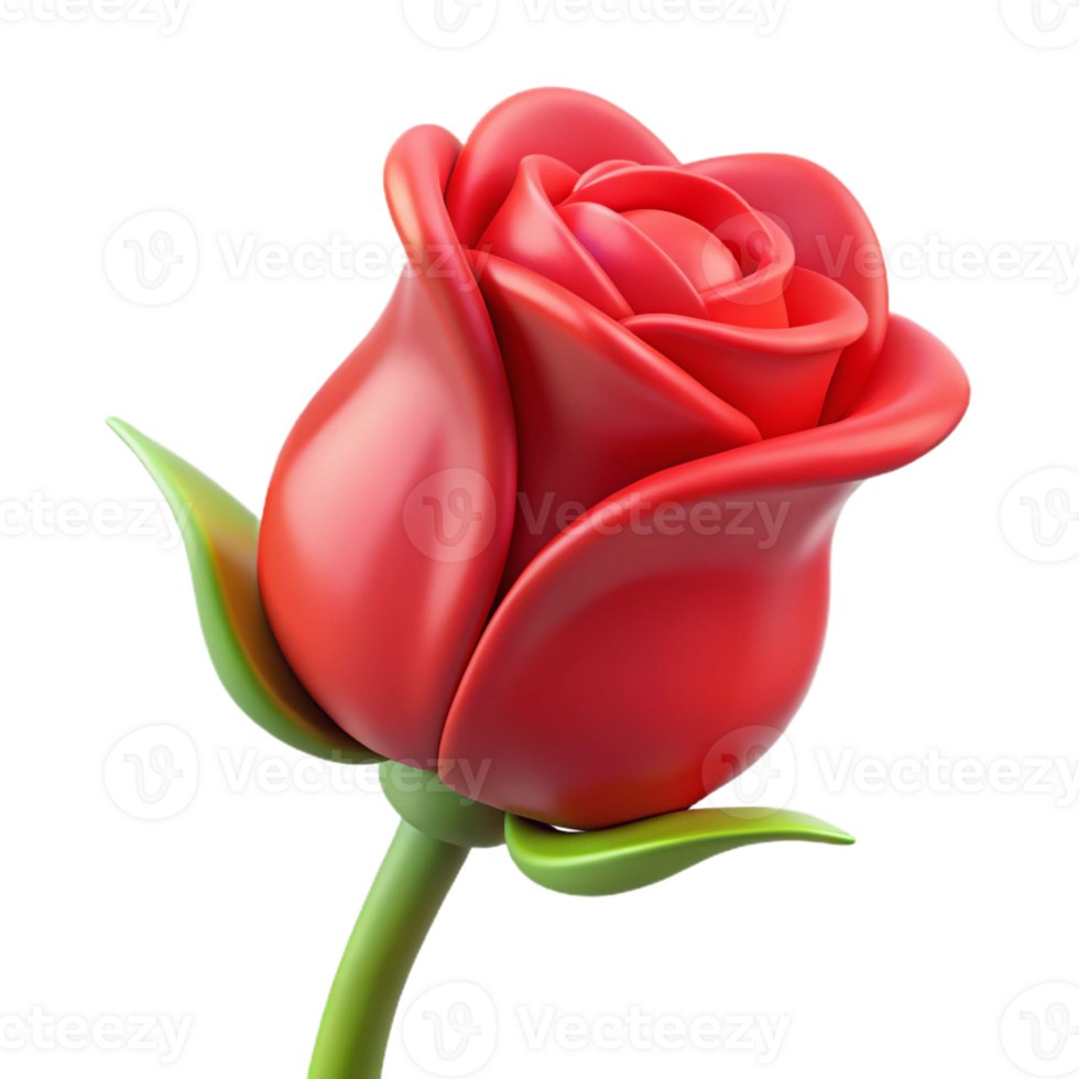 extraordinary rustic Single red rose bud detailed png
