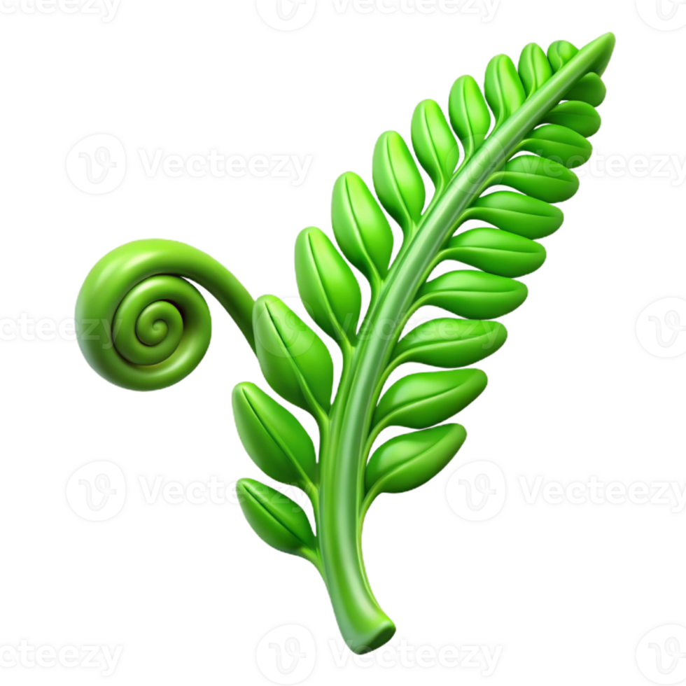 stunning minimalist Green fern frond unfurling premium png
