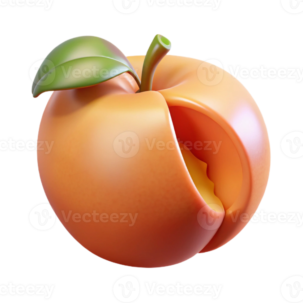 beautiful contemporary Peach with a bite taken out detailed png