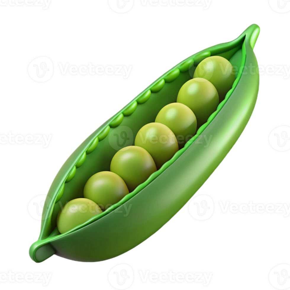 elegant creative Single green pea pod, open with peas visible premium png
