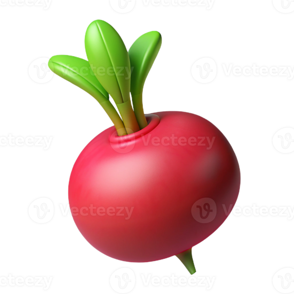 beautiful minimalist One red beet with green leaves authentic png
