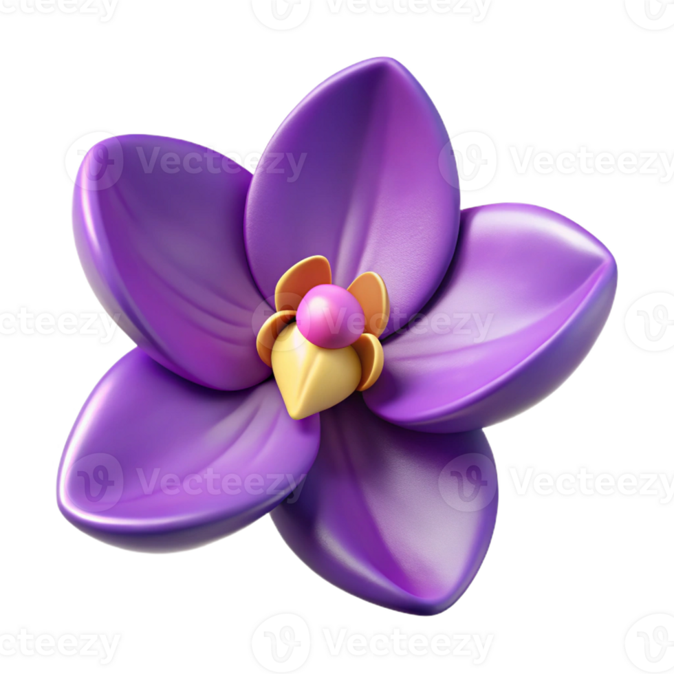 serene abstract Single orchid flower, purple authentic png