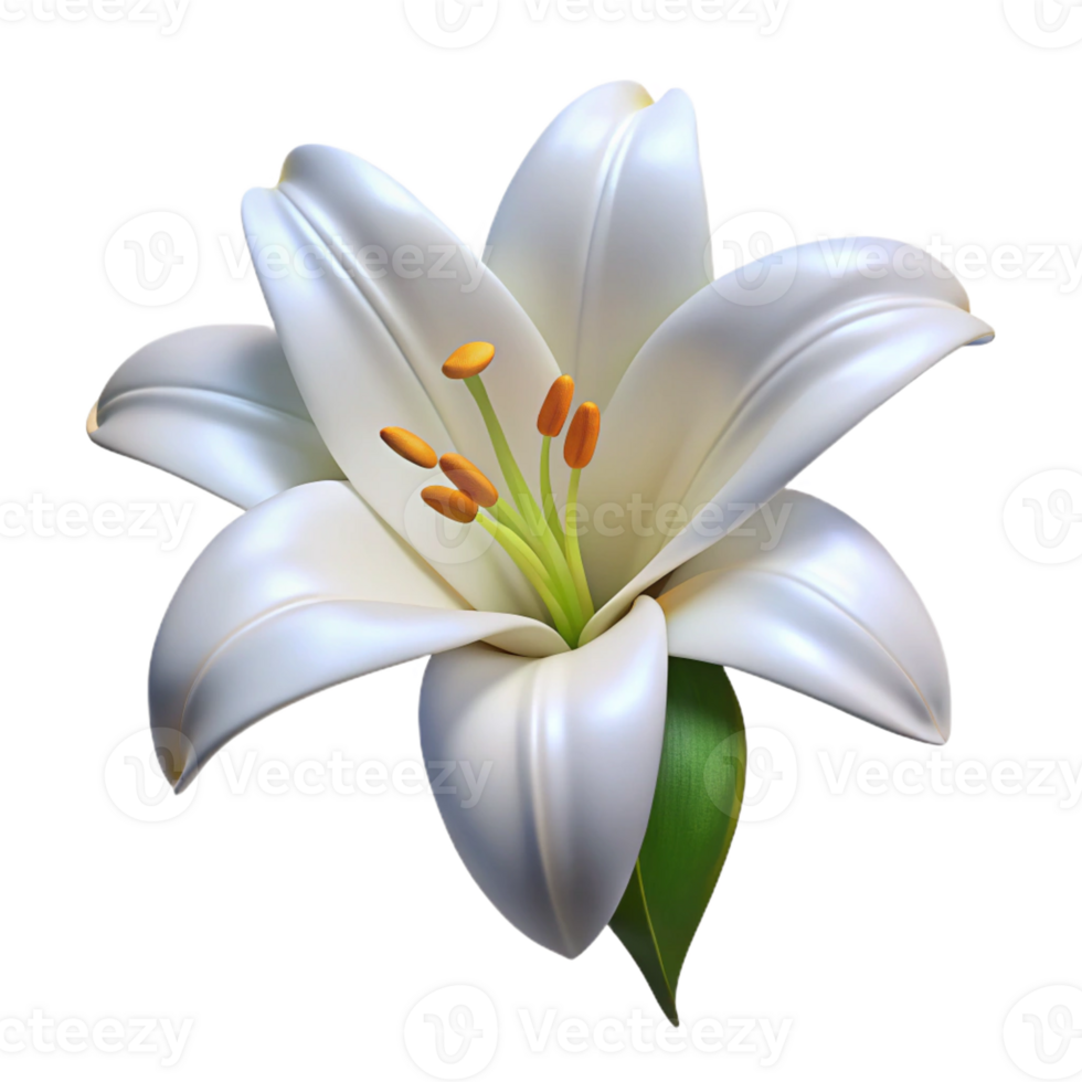 impressive modern One lily flower, white high quality png