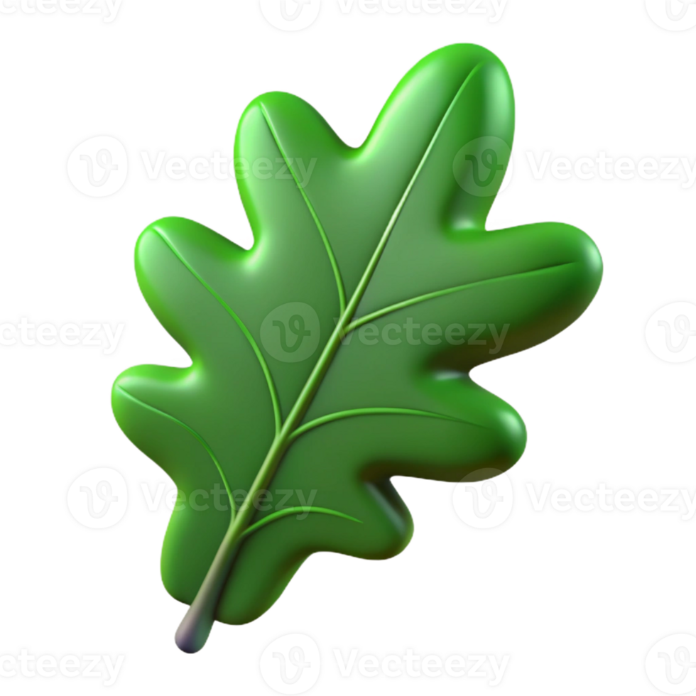 vibrant minimalist Single oak leaf, green high resolution png