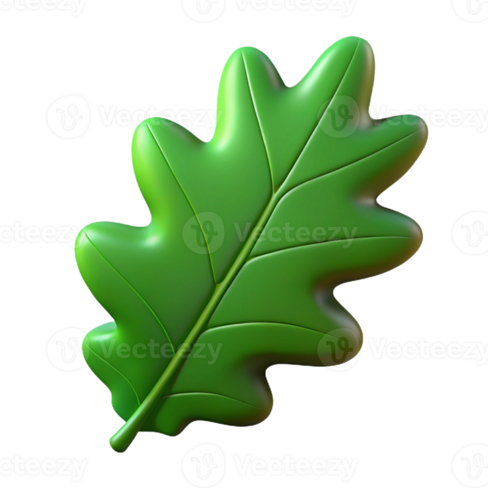 dramatic classic Single oak leaf, green professional png