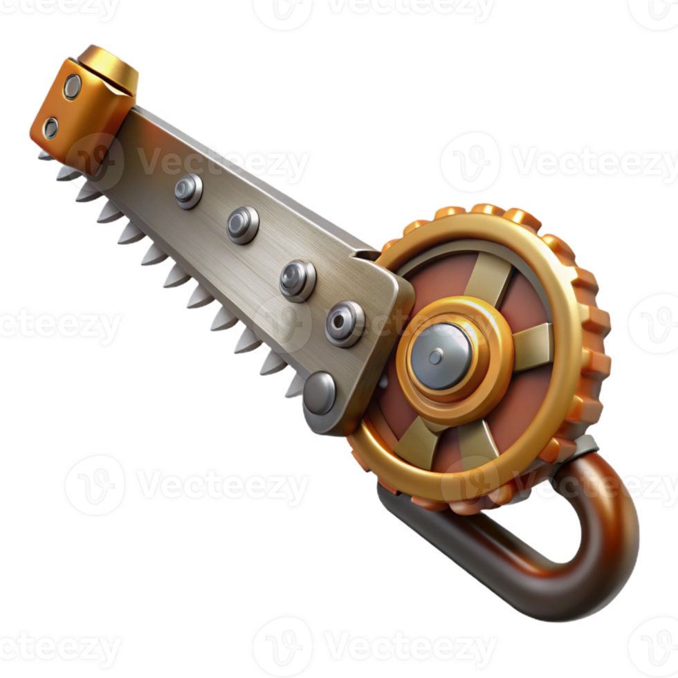 magnificent creative Steampunk saw, with a circular blade and steam-powered mechanism genuine png