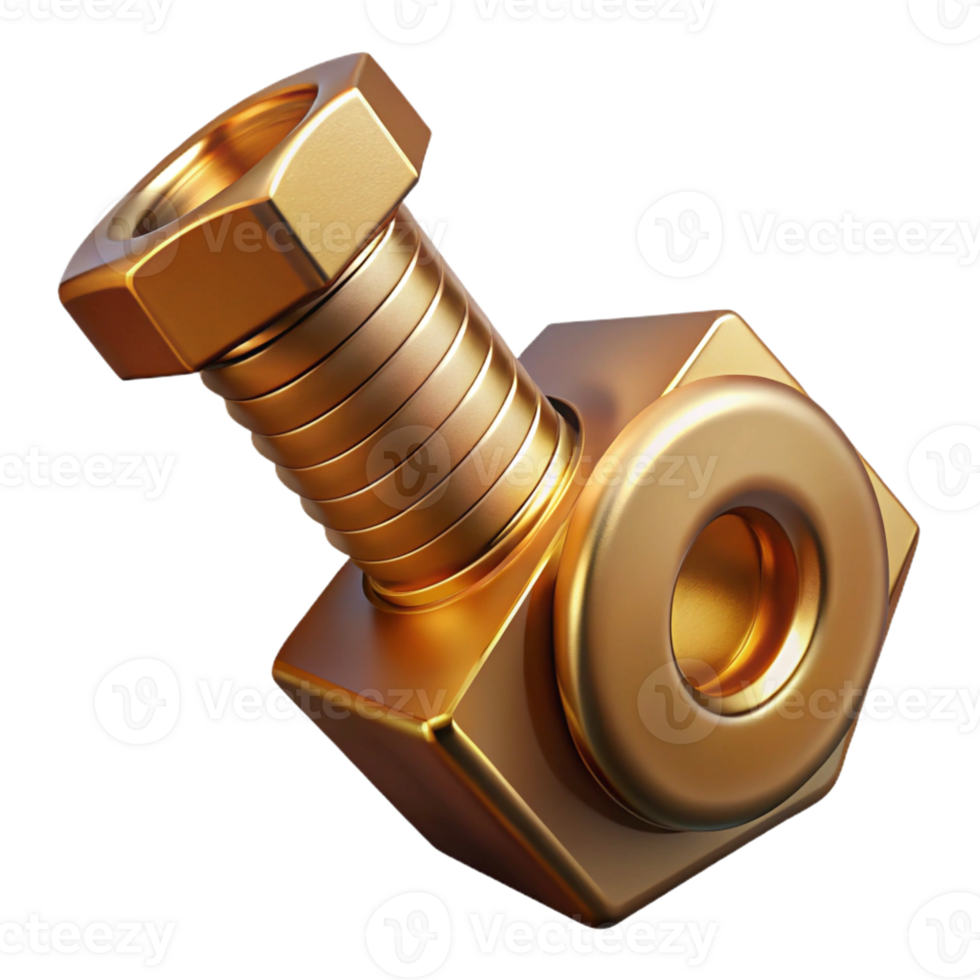 impressive classic Steampunk bolt, large and brass with a hexagonal head high resolution png