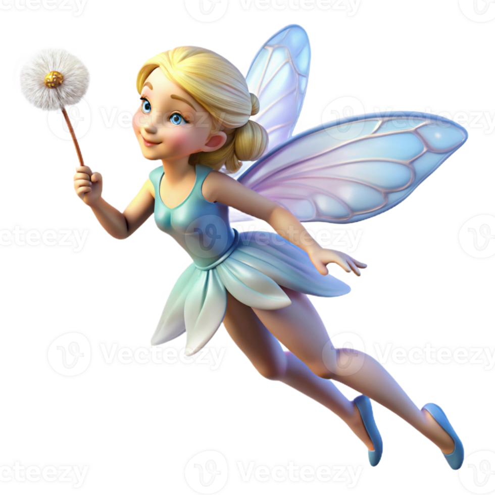 wonderful rustic A delicate fairy, iridescent wings fluttering, holding a dandelion seed high quality png