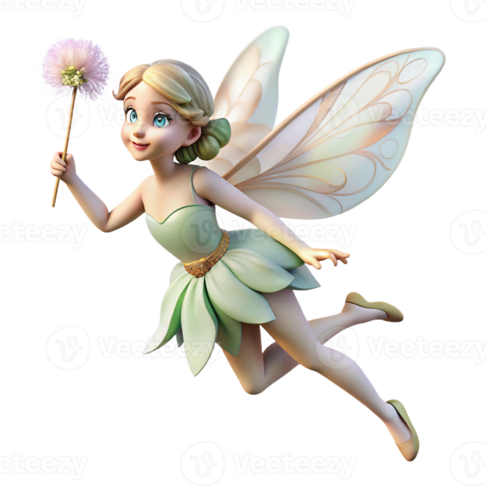 beautiful vintage A delicate fairy, iridescent wings fluttering, holding a dandelion seed genuine png