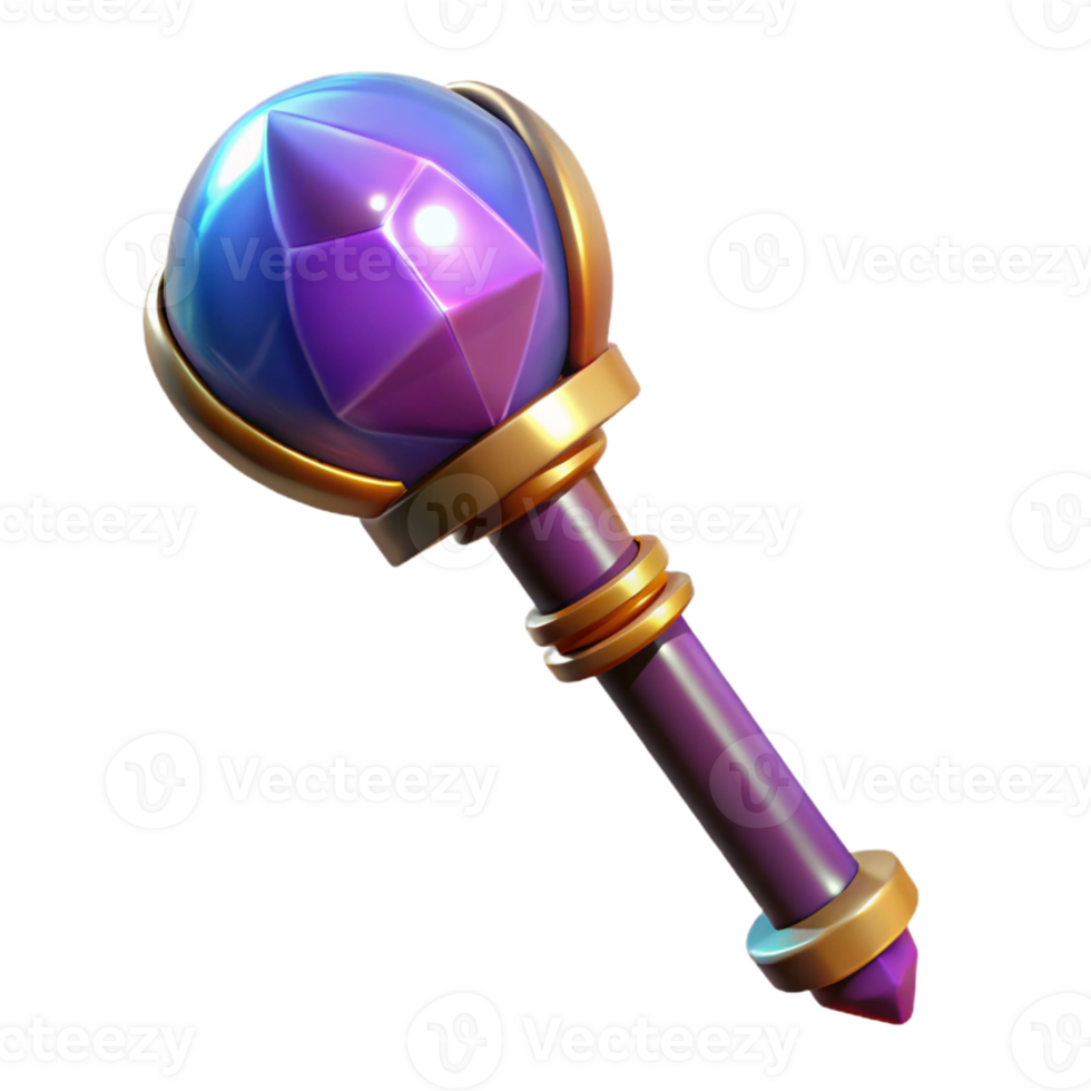 magnificent artistic A magical staff topped with a glowing crystal orb high quality png