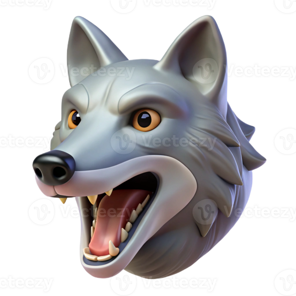 magnificent traditional A single, stylized wolf head howling exclusive png