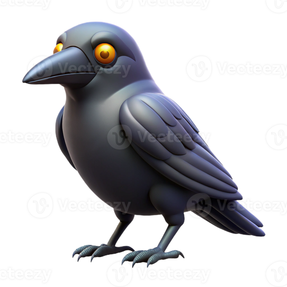 wonderful traditional A single, realistic raven with glowing eyes high resolution png