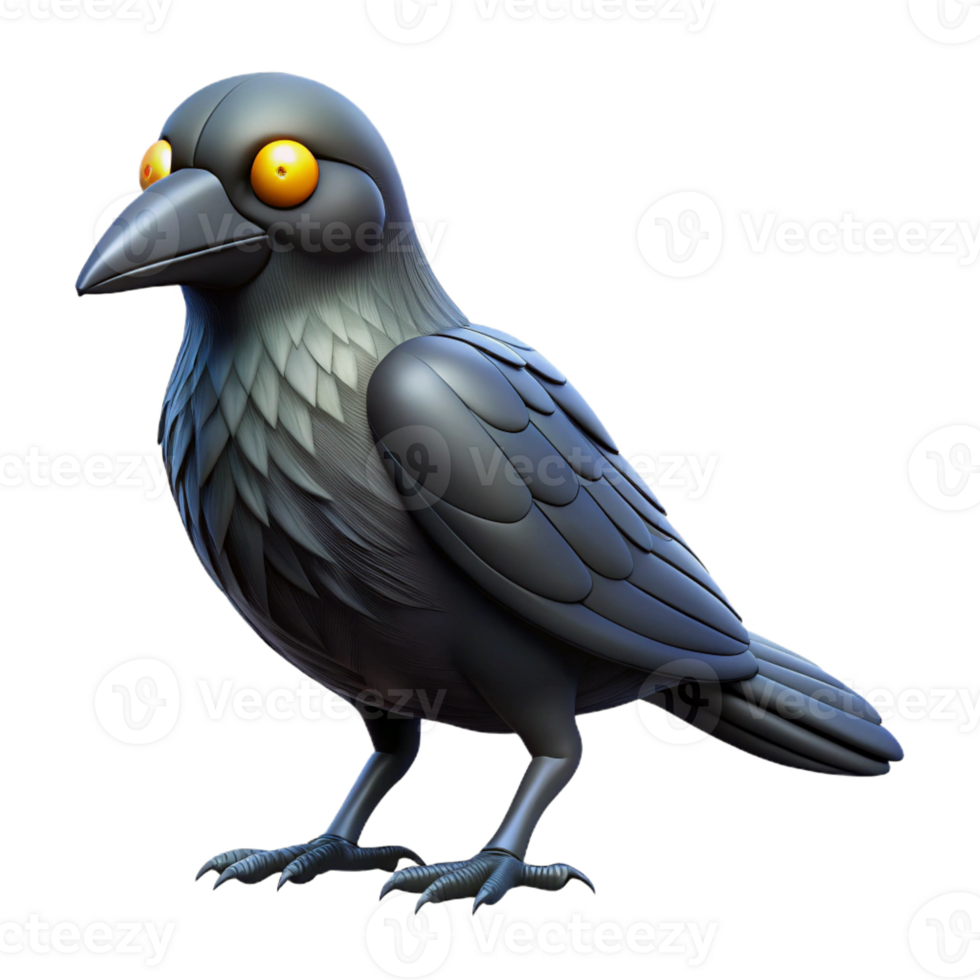 stunning rustic A single, realistic raven with glowing eyes 4K png