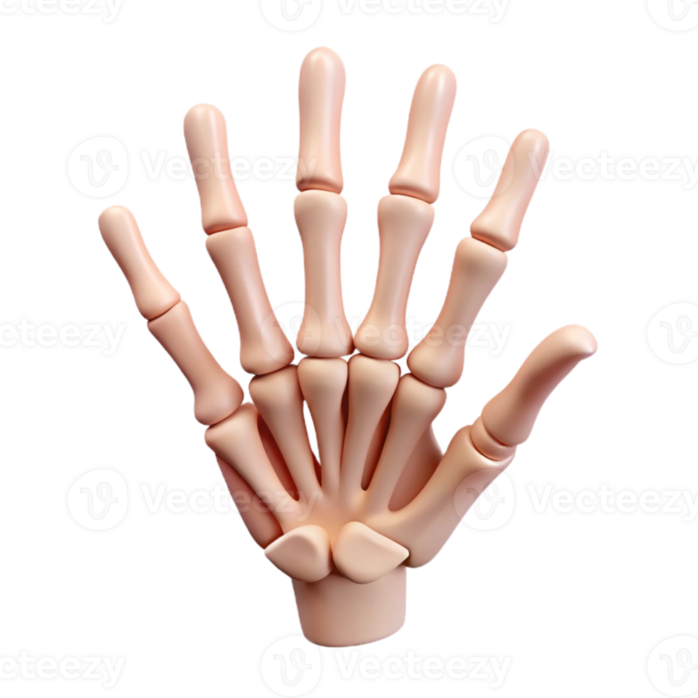 vibrant minimalist A realistic illustration of a skeletal hand reaching out authentic png