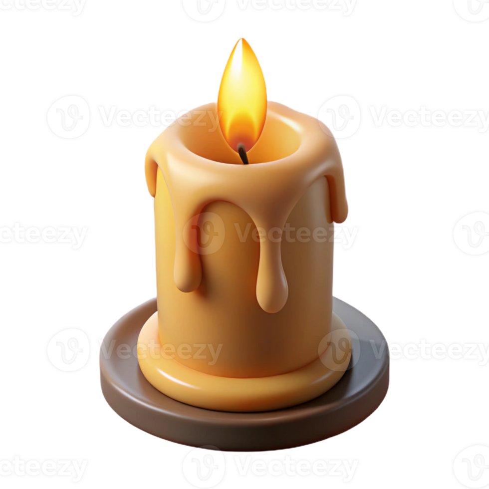impressive abstract A single, burning candle, dripping wax exclusive png