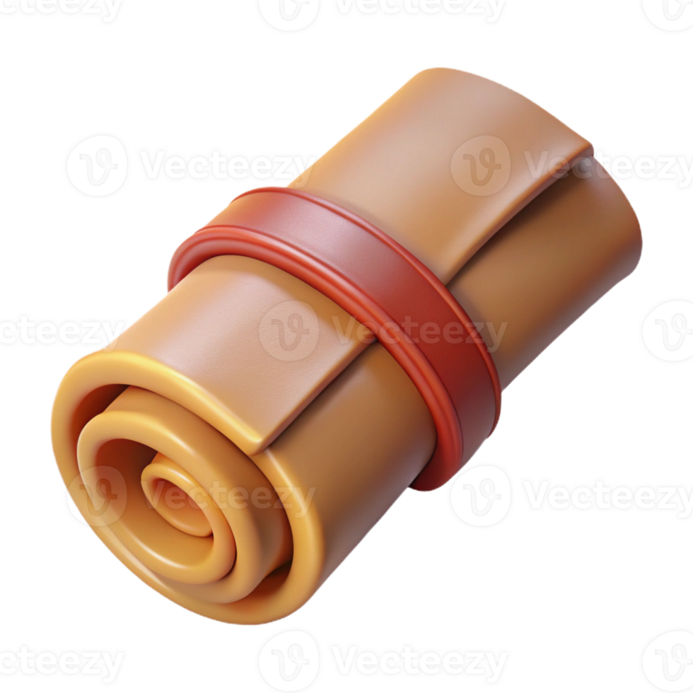 vibrant traditional A single, leather-bound scroll, tied with a ribbon premium png