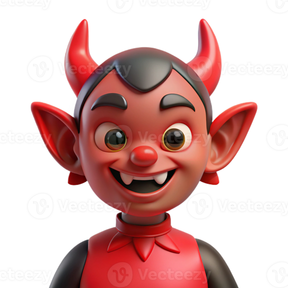 elegant rustic A cartoon-style, mischievous imp, red skin and pointed ears 4K png