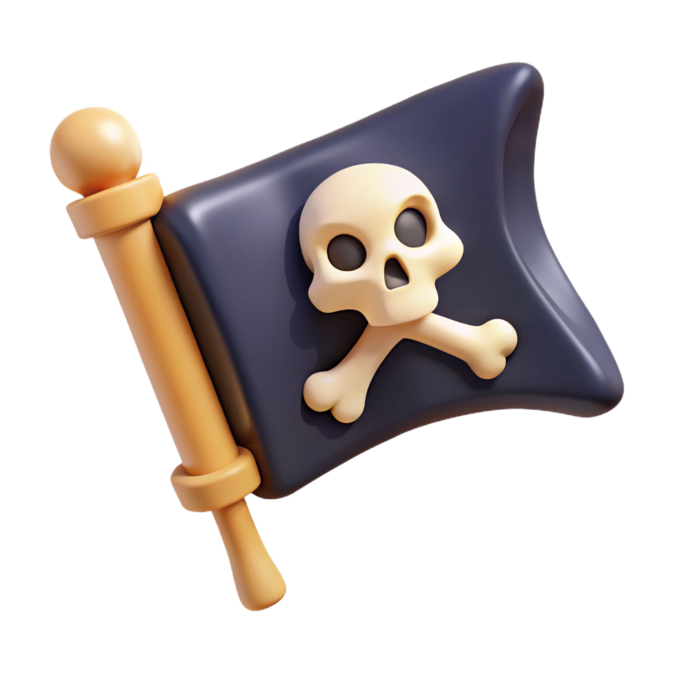 elegant modern A stylized, cartoon-style pirate flag, skull and crossbones exclusive png