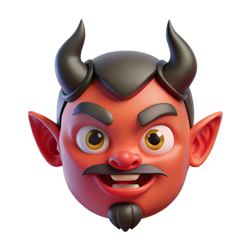 stunning classic A stylized, cartoon-style devil face with horns and a goatee exclusive png