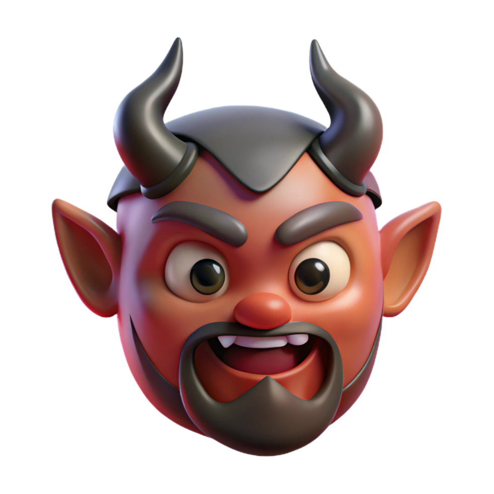 impressive classic A stylized, cartoon-style devil face with horns and a goatee genuine png