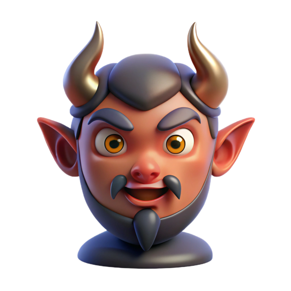 beautiful abstract A stylized, cartoon-style devil face with horns and a goatee original png