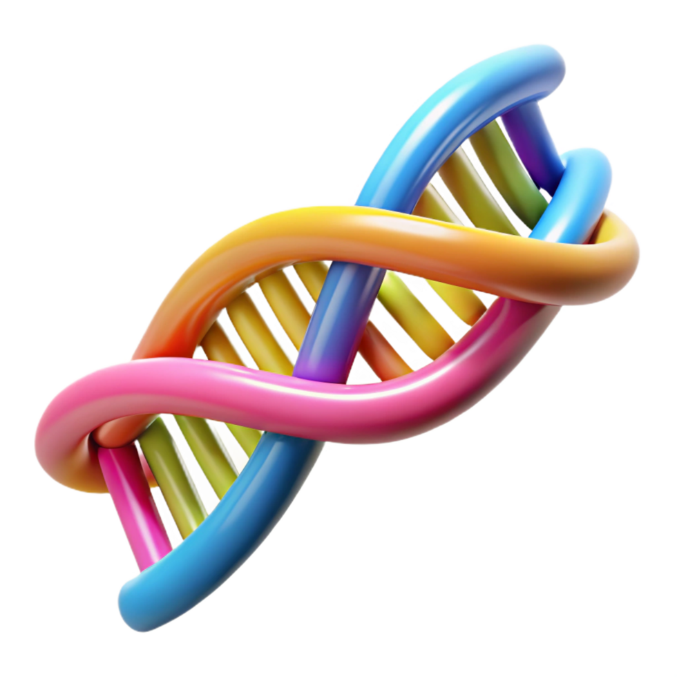 elegant minimalist A DNA double helix, vibrant colors high resolution png