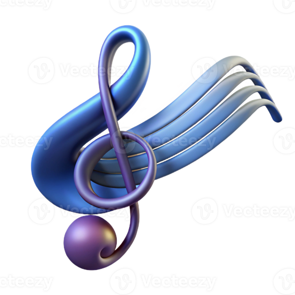 stunning creative A music note, treble clef, flowing design authentic png