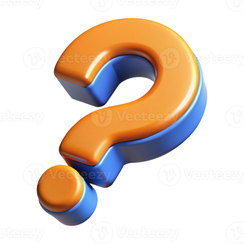 stunning classic A question mark, 3D, bold style high quality png