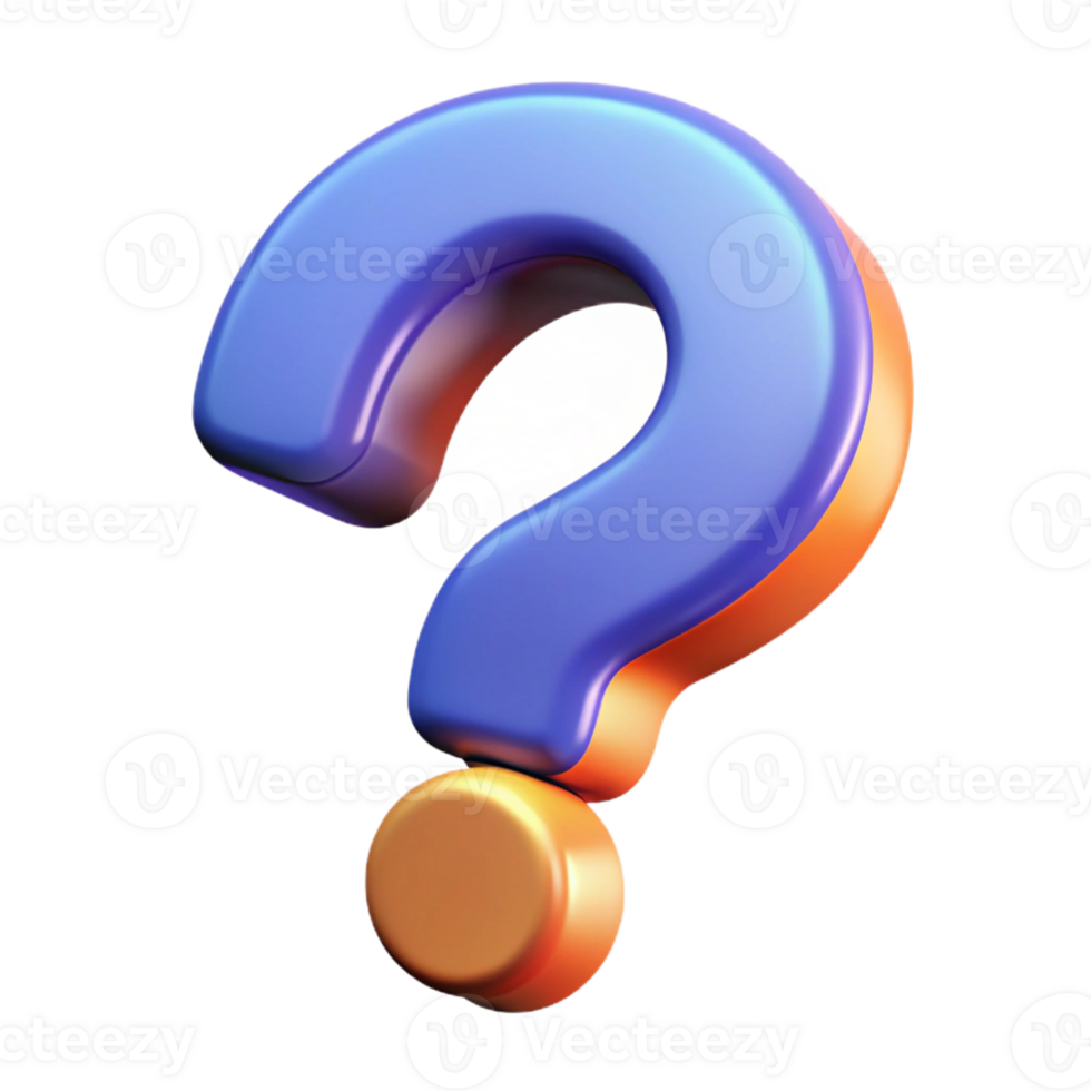 impressive modern A question mark, 3D, bold style original png