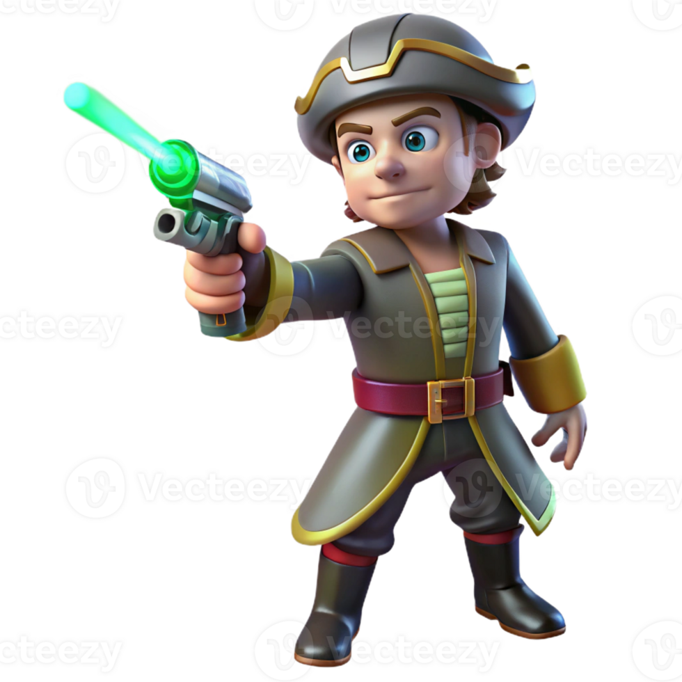 dramatic abstract Space Pirate Captain with a laser pistol exclusive png