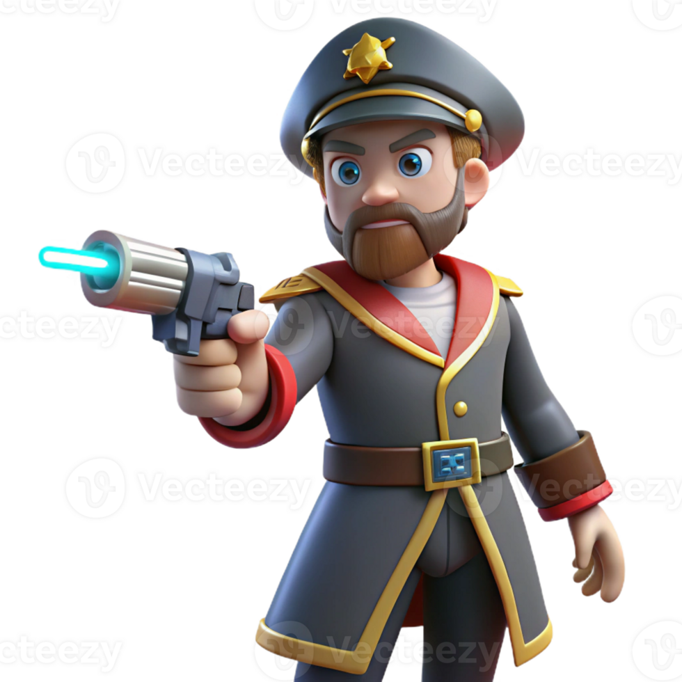vibrant vintage Space Pirate Captain with a laser pistol professional png