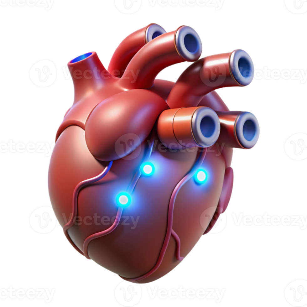 stunning abstract Biomechanical Heart with pulsating lights professional png