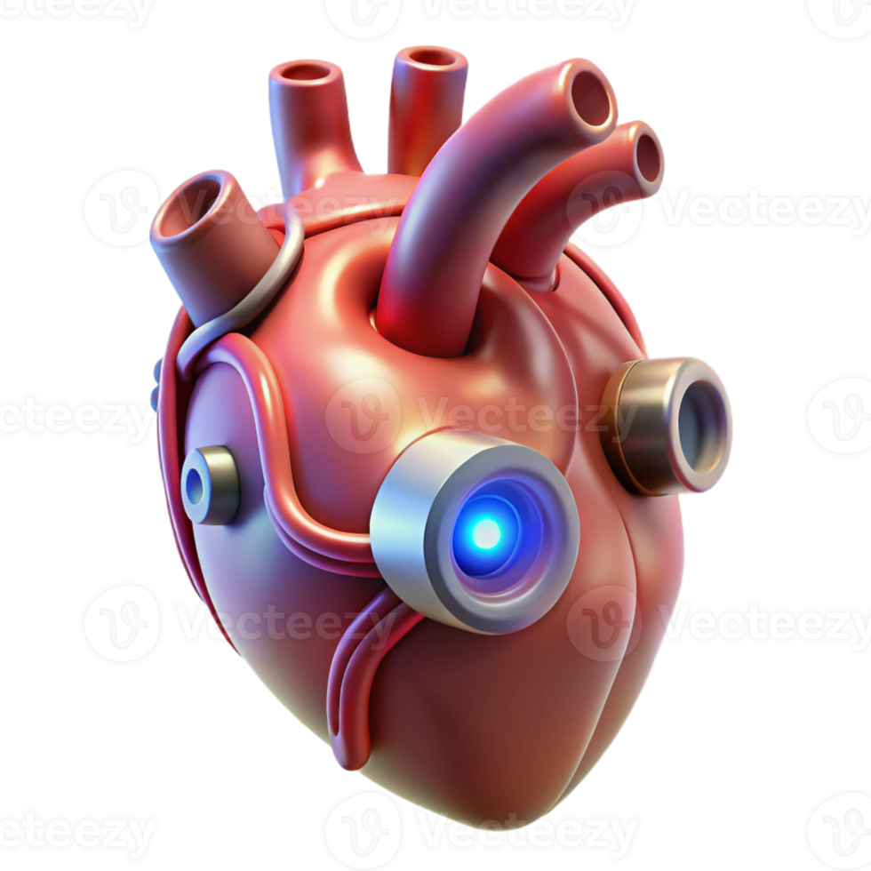 elegant modern Biomechanical Heart with pulsating lights professional png