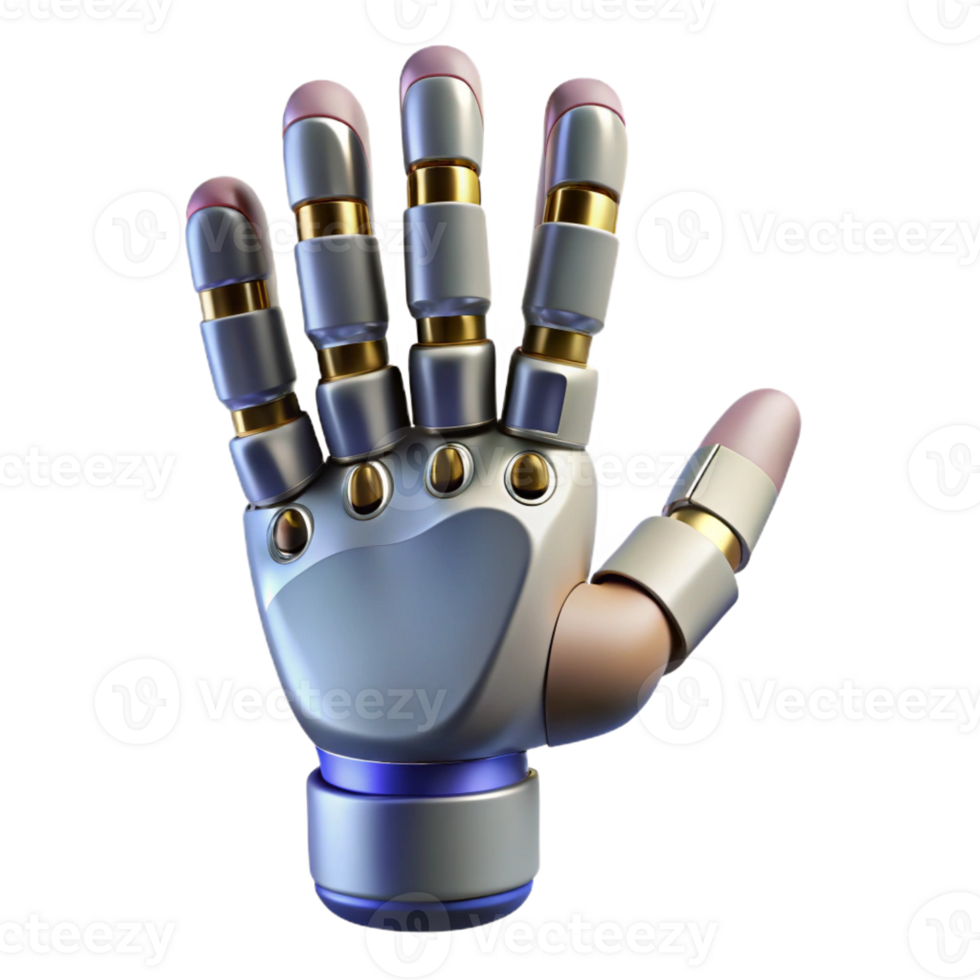 dramatic minimalist Cybernetic Hand with articulated fingers high quality png