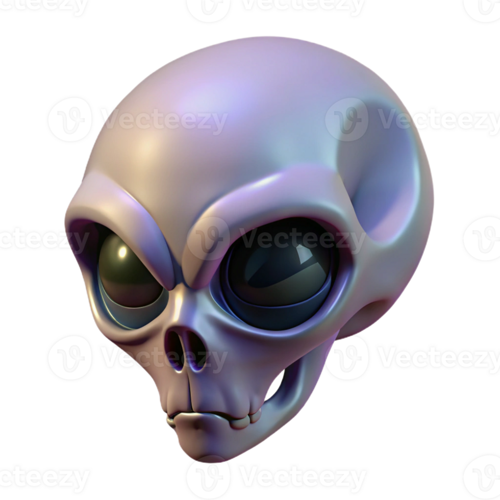 serene minimalist Alien Skull with elongated cranium premium png