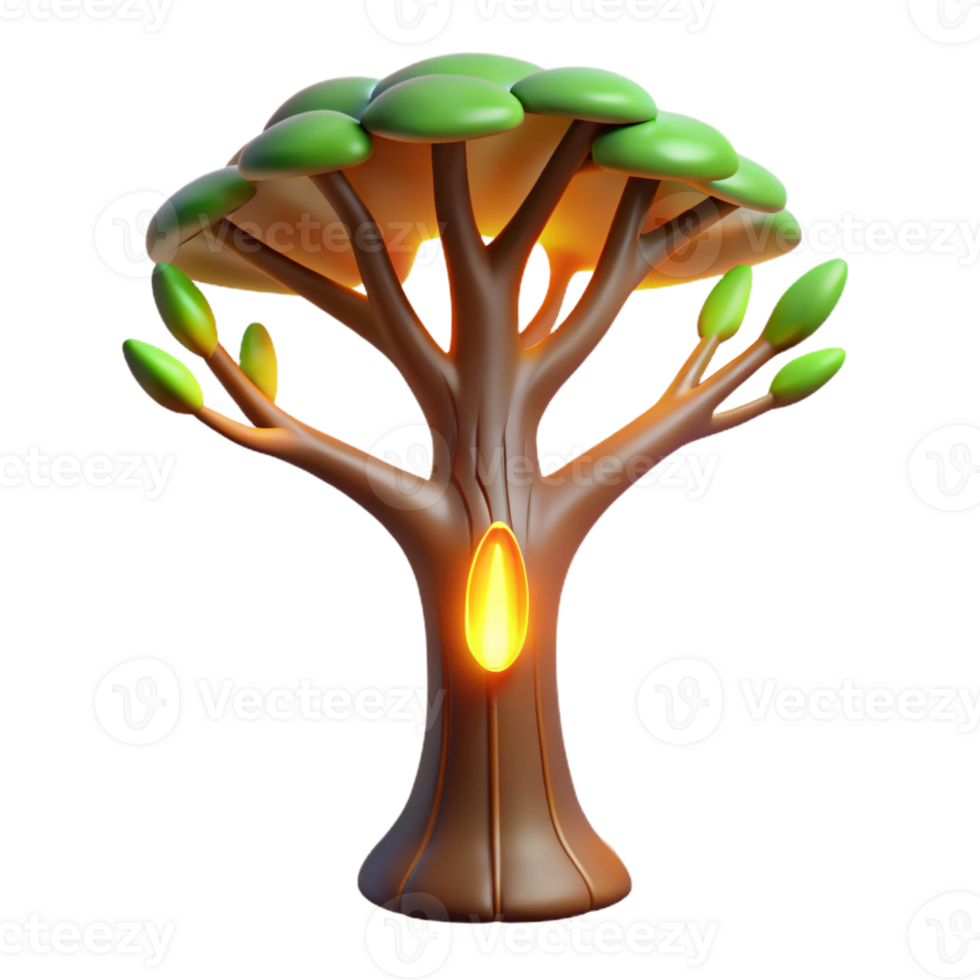 impressive contemporary Bioengineered Tree with glowing bark authentic png