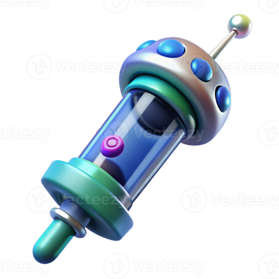 vibrant abstract Futuristic Medical Syringe with nanobot solution premium png
