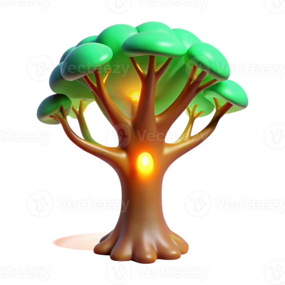 beautiful creative Bioengineered Tree with glowing bark original png