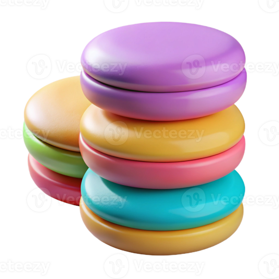 vibrant contemporary A stack of colorful macarons, pastel shades, premium png