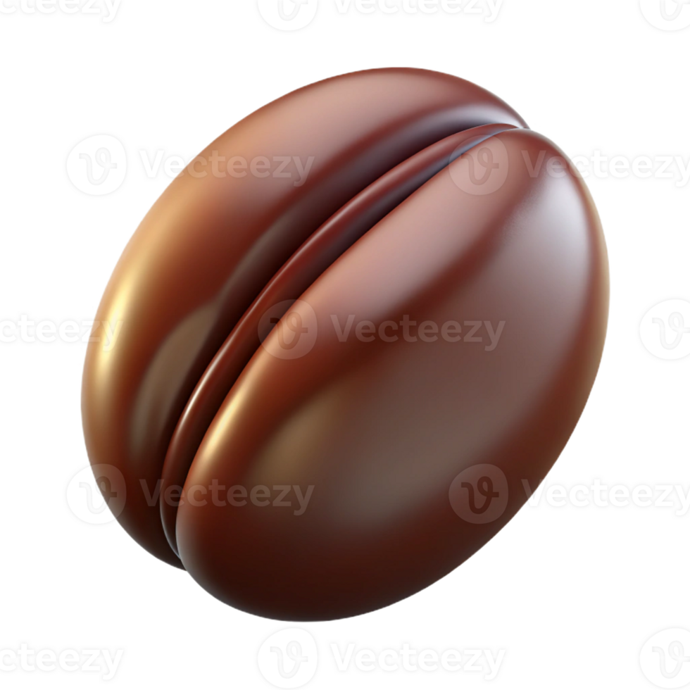 elegant contemporary A coffee bean, roasted dark, close-up, authentic png