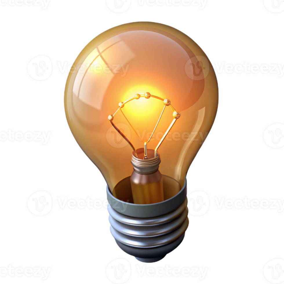 serene abstract A lightbulb, filament glowing, high resolution png