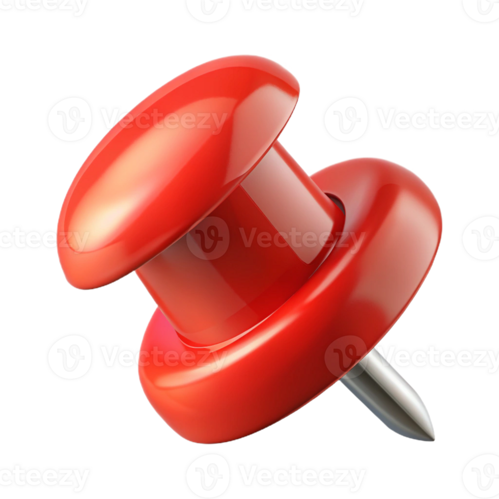 elegant modern A thumbtack, red, pushed into something unseen, professional png