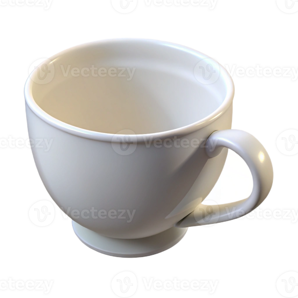 beautiful classic A teacup, white porcelain, empty, 4K png