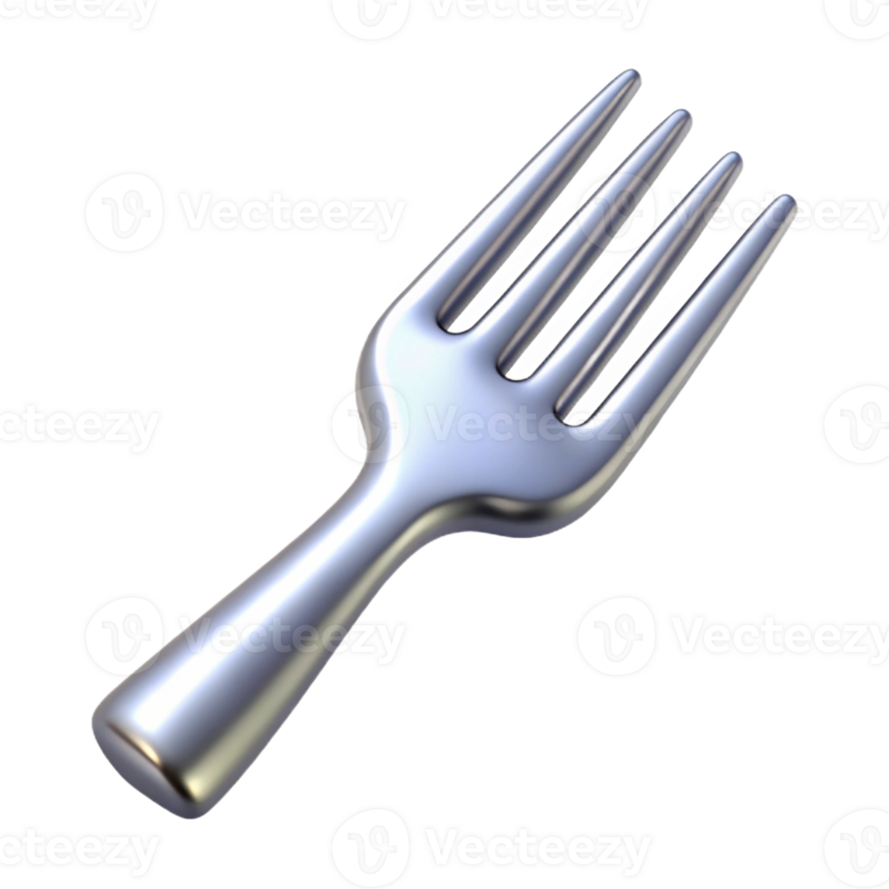 dramatic rustic A fork, silver, with four tines, detailed png