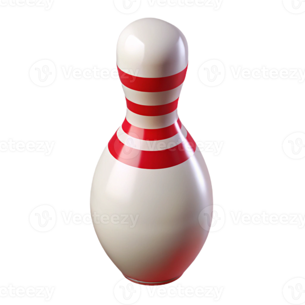 elegant artistic A bowling pin, white with red stripes, high resolution png